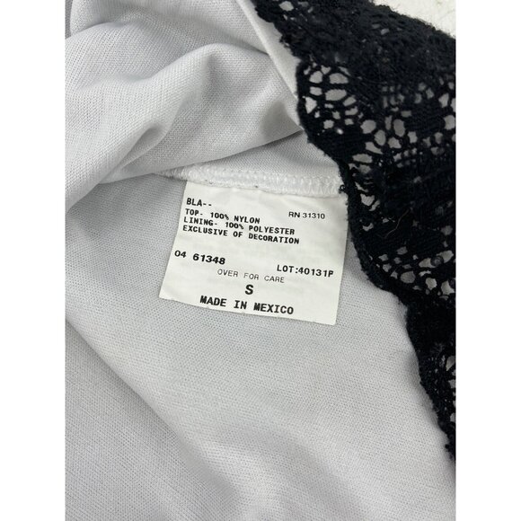 AB Studio Women's Black White Lace Top Shirt Size Small Casual Fun Short Sleeves - Picture 8 of 10
